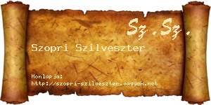 Szopri Szilveszter névjegykártya